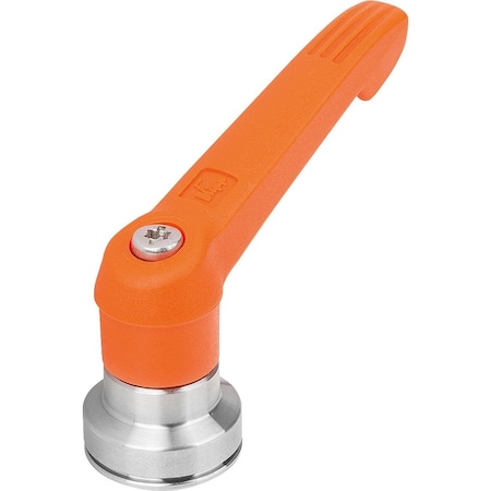 Adjustable Handle W Clamp Force Intensif Size:3, M10, Plastic Orange Ral2004, Comp:Stainless Steel